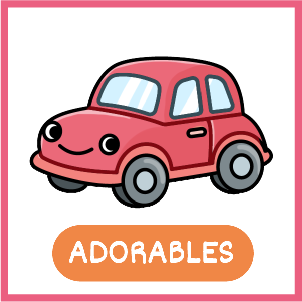 Adorables: un coche rojo sonriente, uno de los objetos cotidianos del libro