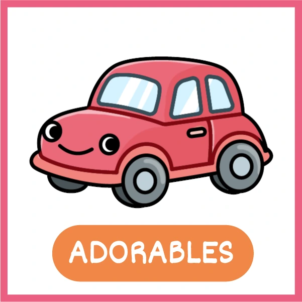 Adorables: un coche rojo sonriente, uno de los objetos cotidianos del libro