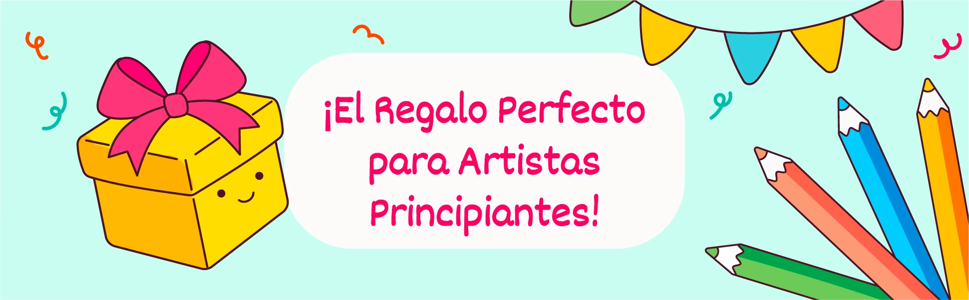 El regalo perfecto para artistas principiantes, una caja de regalo y lápices de colores