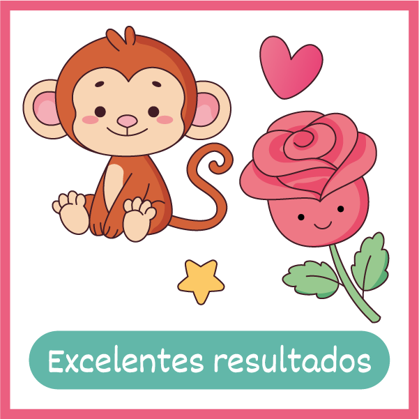 Excelentes resultados: un mono y una rosa del libro, terminados y coloreados