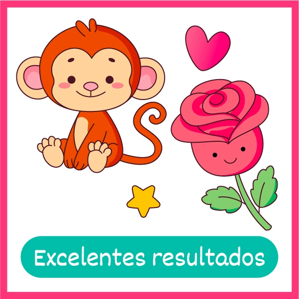 Excelentes resultados: un mono y una rosa del libro, terminados y coloreados