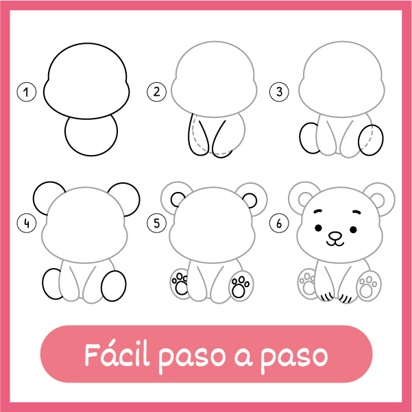 Fácil paso a paso: un osito que se construye forma a forma, empezando por dos círculos