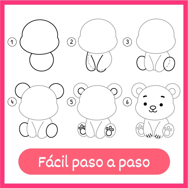 Fácil paso a paso: un osito que se construye forma a forma, empezando por dos círculos