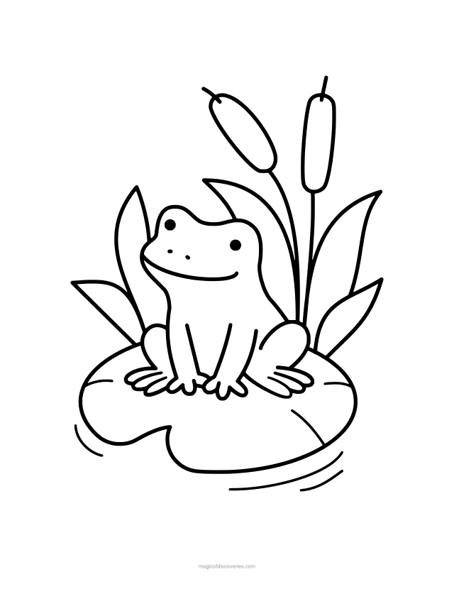 Free printable Frog coloring page for adults and kids, thick lines and big open shapes, one design per page