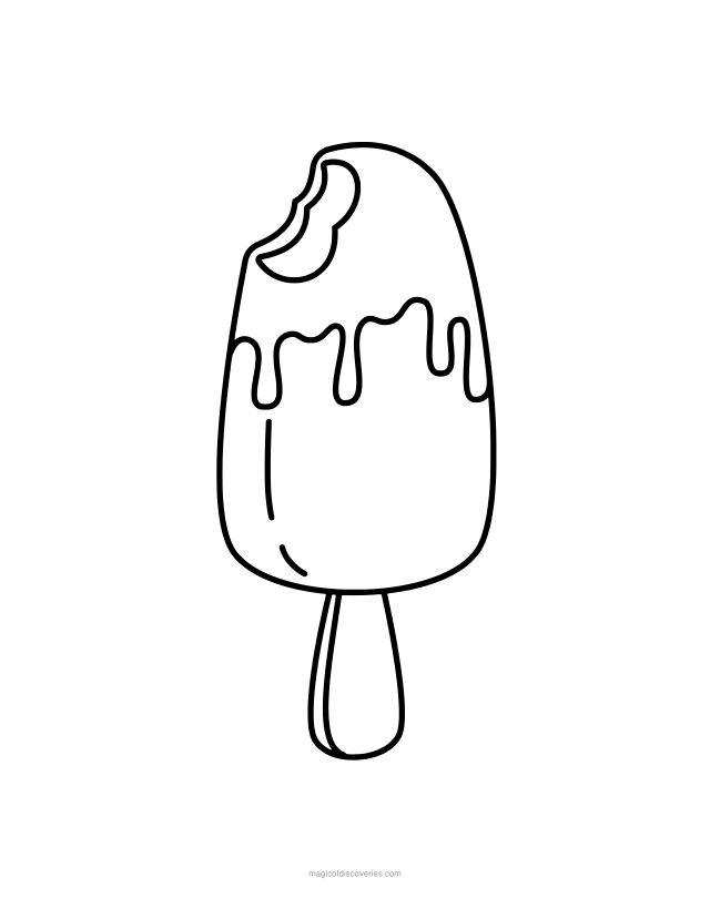 Dibujo de Helado para colorear gratis para imprimir, para adultos y niños, líneas gruesas y formas grandes, un diseño por página