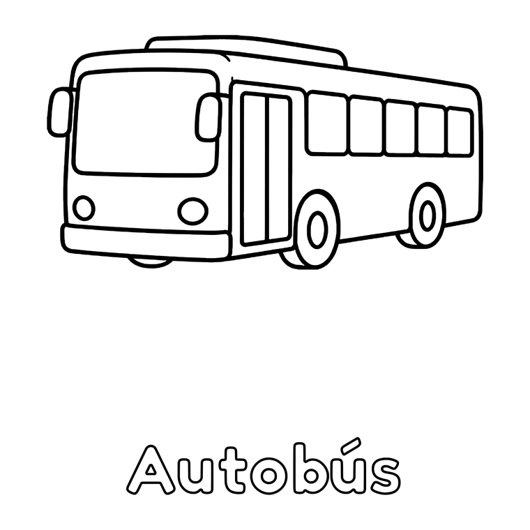 Un autobús, un tren y un camión, tal como aparecen dentro de los libros.
