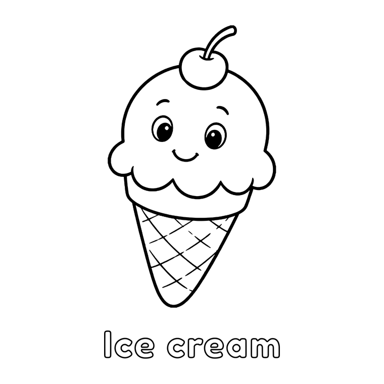 An apple, a cake and an ice cream, exactly as they appear inside the books.