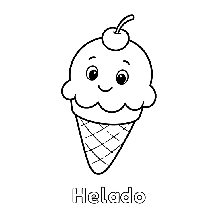 Una manzana, un pastel y un helado, tal como aparecen dentro de los libros.