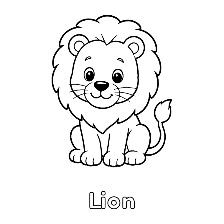 A cat, a dog and a lion, exactly as they appear inside the books.