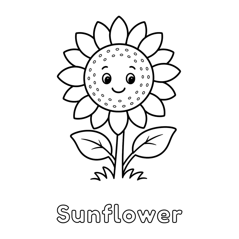 The sun, a tree and a sunflower, exactly as they appear inside the books.