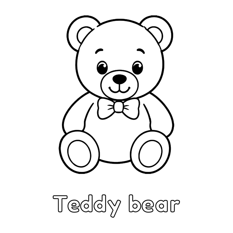 A teddy bear, a doll and a ball, exactly as they appear inside the books.