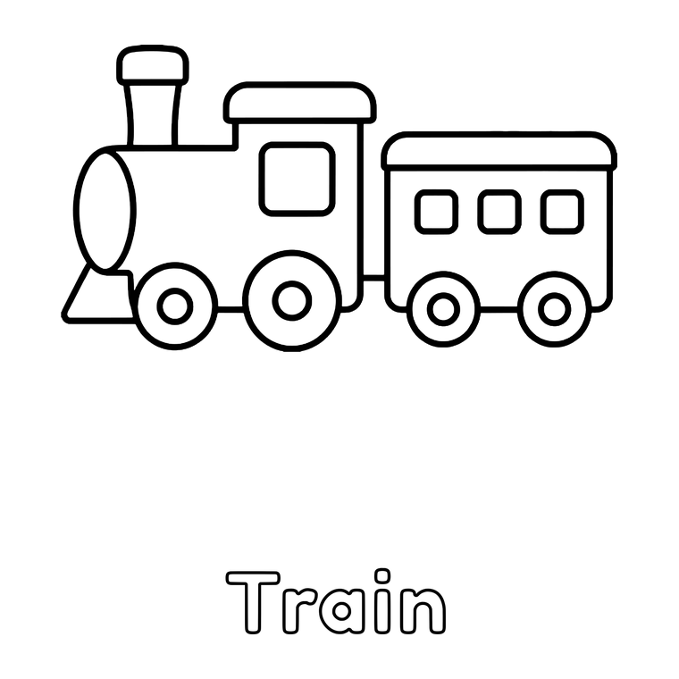 A bus, a train and a truck, exactly as they appear inside the books.